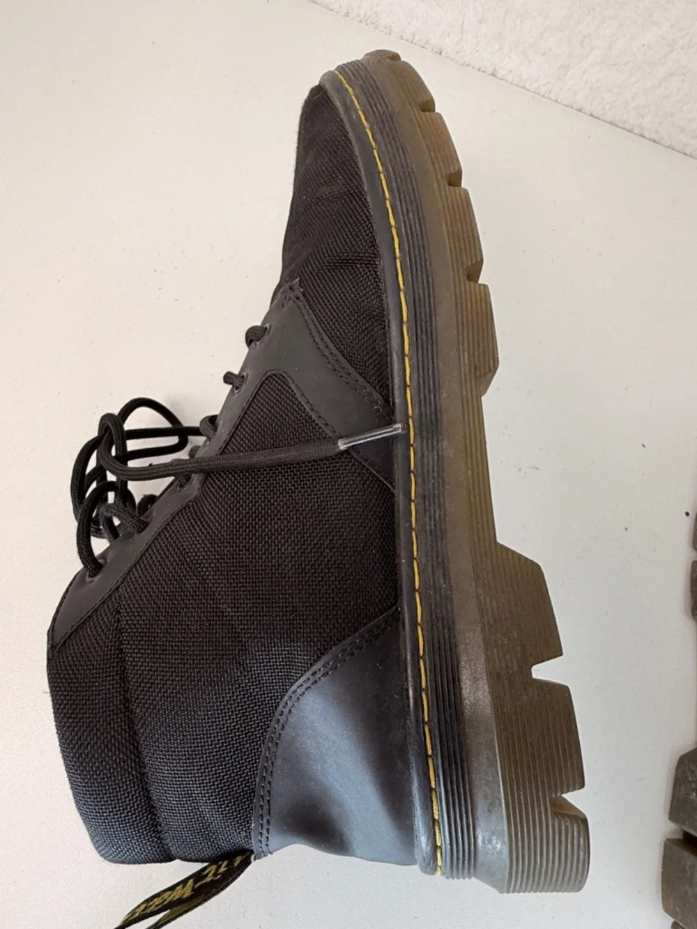 Dr Martens Bonny Boots Black Canvas Lace Up Chunky Sole Mens 11 Doc Martins